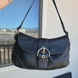Coach Soho Black Leather Shoulder Bag with Silver Hardware Vintage